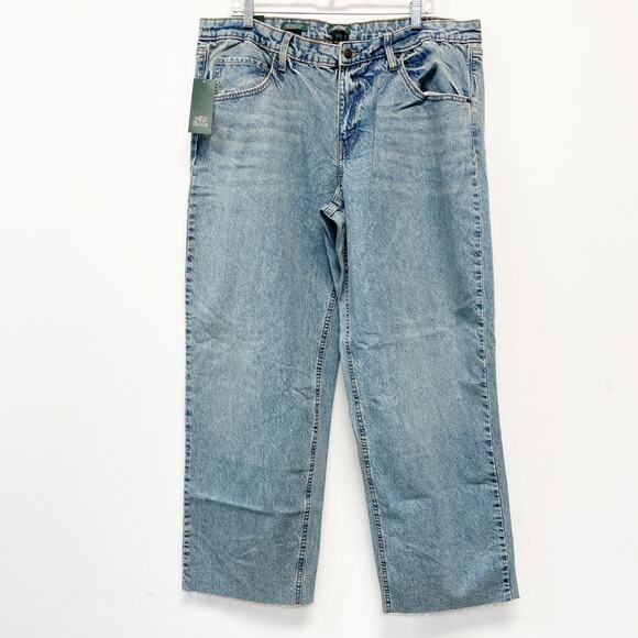 Wild Fable Women's High Rise Row Hem Straight Jeans Stone Wash Retro Size 16 - Picture 1 of 5